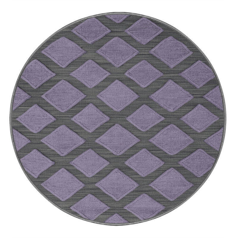 Tapis mauve lavable à la machine, Rond 7 pi