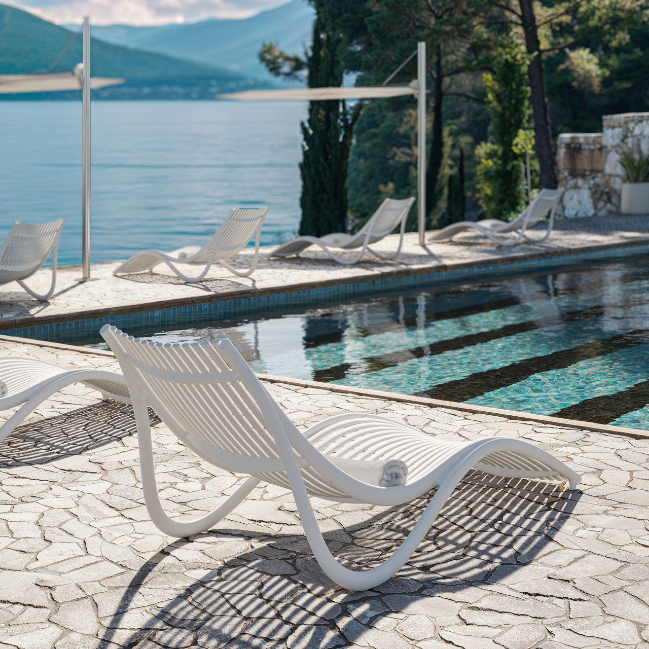 Ibiza Plastic Outdoor Chaise Lounge, White
