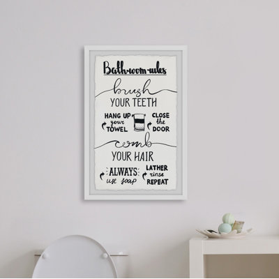 Follow Bathroom Rules - Single Picture Frame Print
