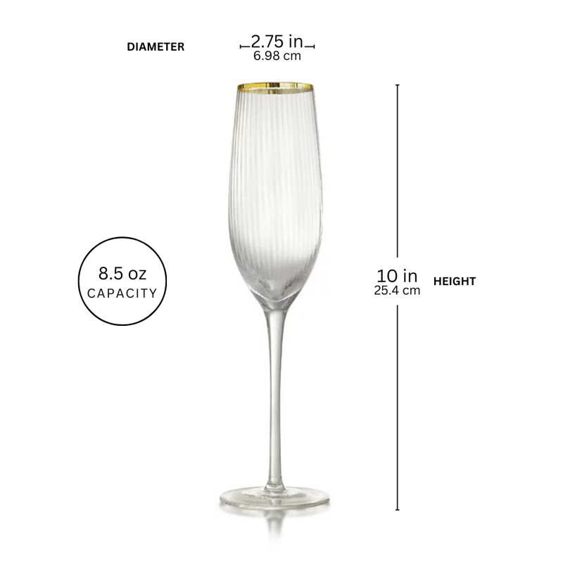 Gold Rocher Flute Champagne Glasses