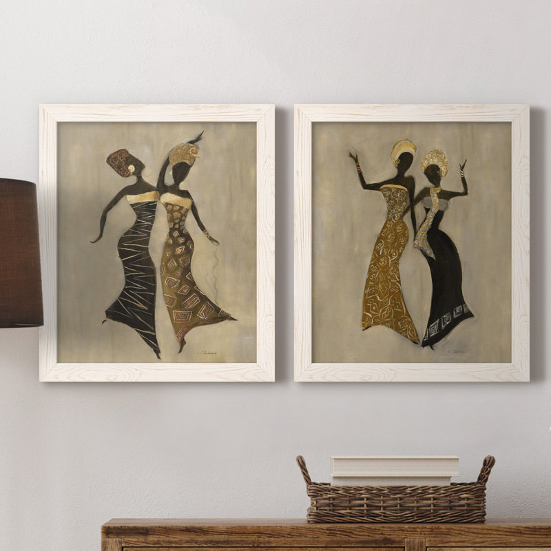 «Celebration I», ensemble de 2 reproductions d'art, Pas de tapis, Toile blanche encadrée, H 24 po x l 36 po x P 1,5 po