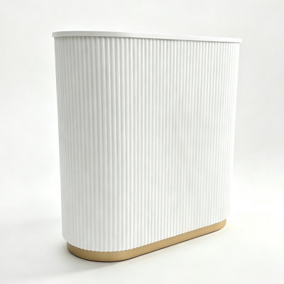 Morandi White Reception Desk,  Upgraded Reeded Front Counter for Beauty, Spa, Nail, Hair Salon, Lobby