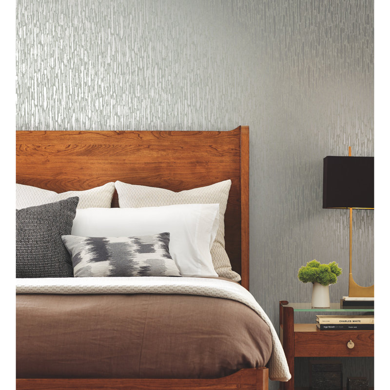 Abstract Metallic Wallpaper Roll, Pale Green/Silver
