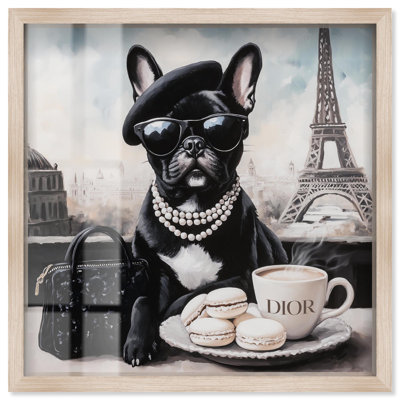 «Frenchie in Paris Treats Shadowbox Print» par Art Remedy