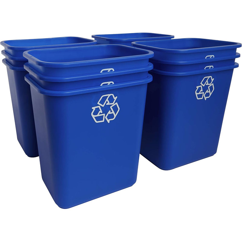 Poubelle de recyclage peu encombrante de 7 gallons de United Solutions, paquet de 12, bleu recyclé
