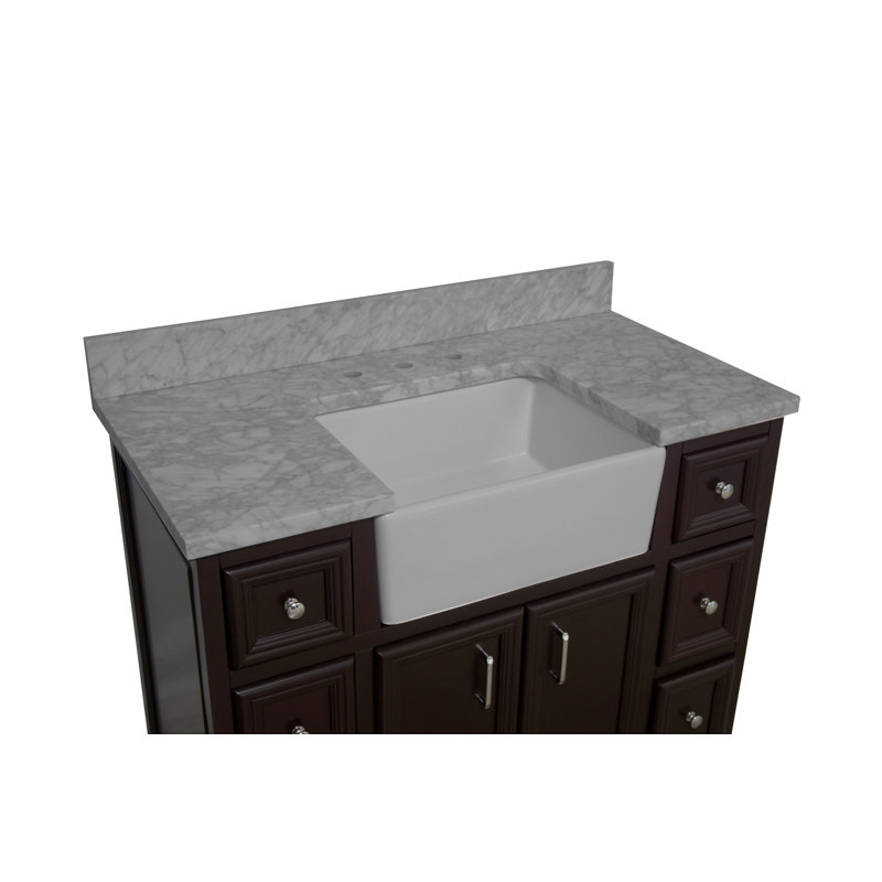 Emiliano 42'' Single Bathroom Vanity with Top, Chocolate, Carrara Marble