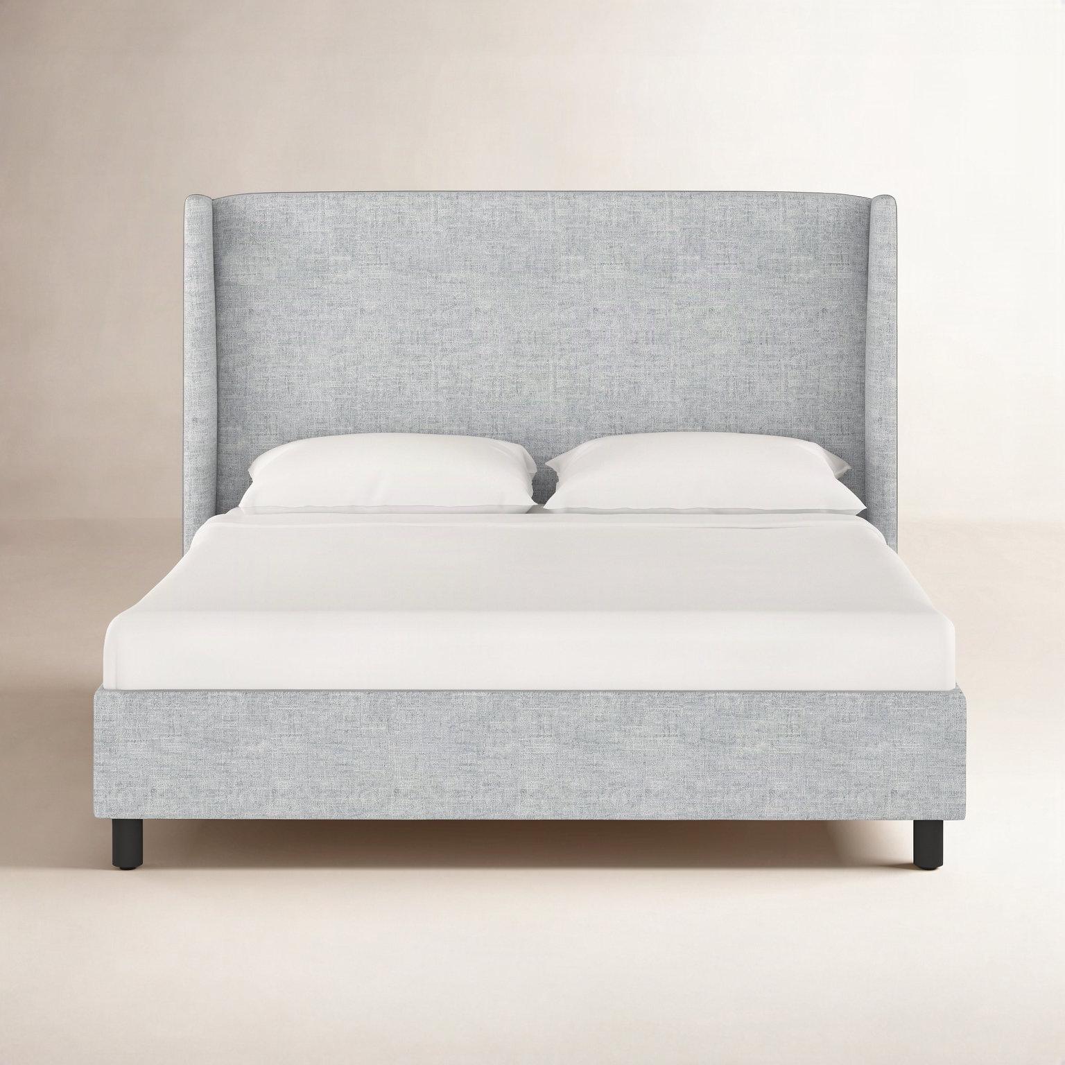 Tilly Linen Upholstered Wingback Bed, Queen, Zuma Pumice Textured Linen