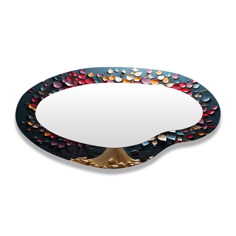 Orchidée rose et bleue Golden Garden of Branches III - Miroir mural moderne
