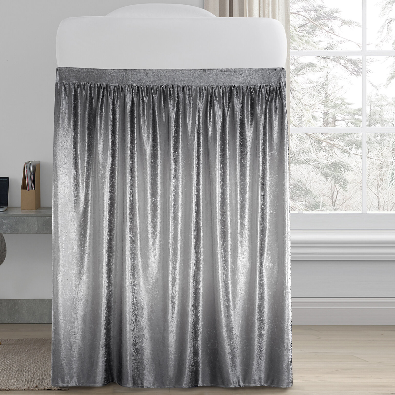 Silver metallic 2024 bed skirt