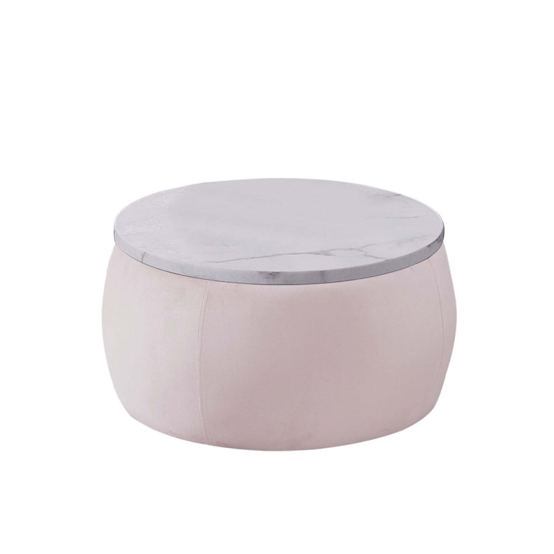 Table de bout avec rangement, table d'appoint ronde d'appoint avec plateau amovible pour salon, chambre à coucher, rose