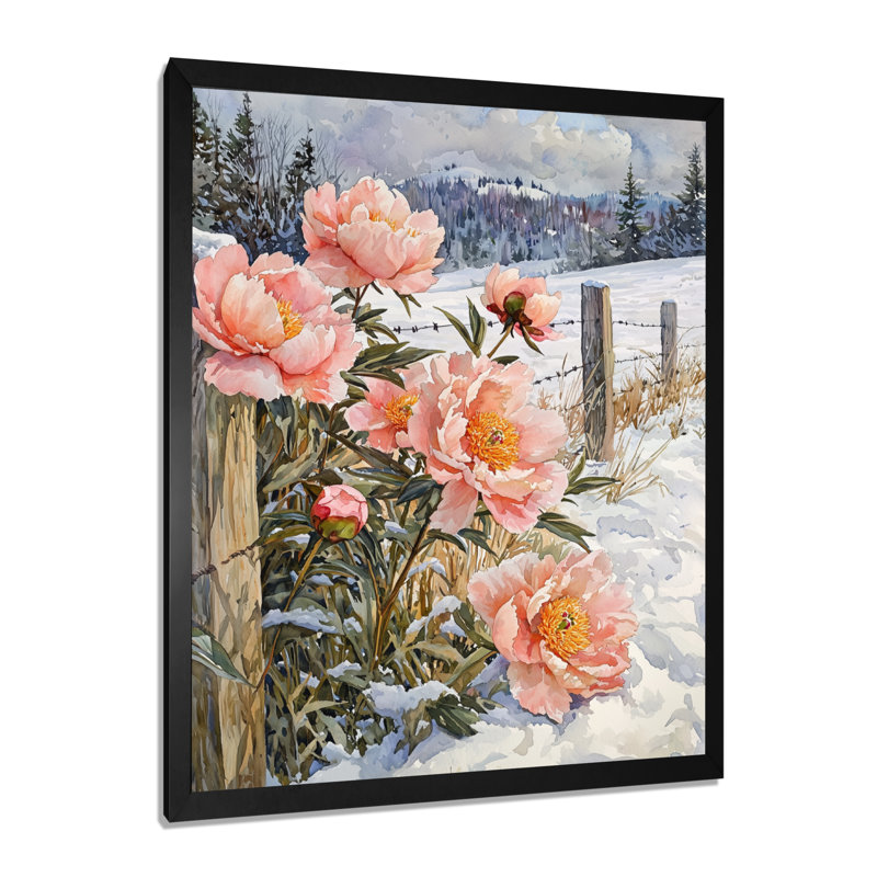 Brawley - impressions murales florales, H 32 po x l 24 po, Noir, Reproduction encadrée d'une seule photo
