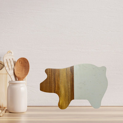 Marble and Acacia Wood Pig Board