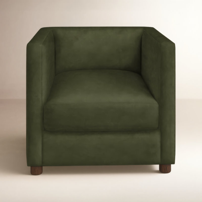 Emilie Upholstered Chair and a Half, Walnut, Lena Off White Performance Linen Blend