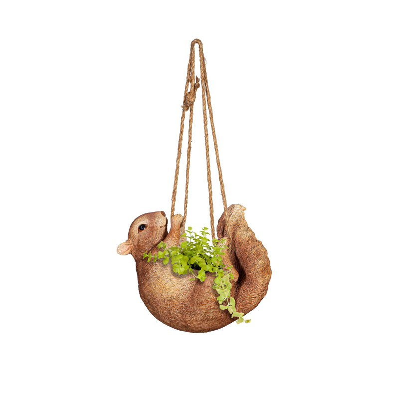 Jardinière suspendue écureuil avec jute