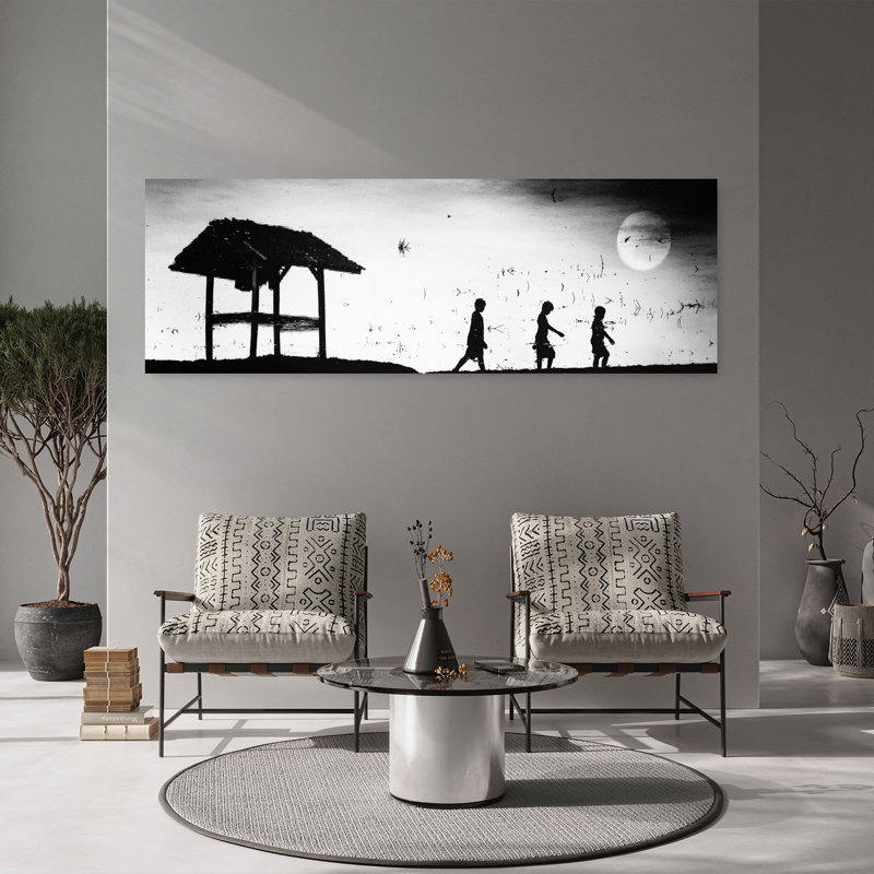 «Children Under Moon Dramatic Peaceful Rustic Spider Landscape Nature», art mural, H 20 po x l 60 po