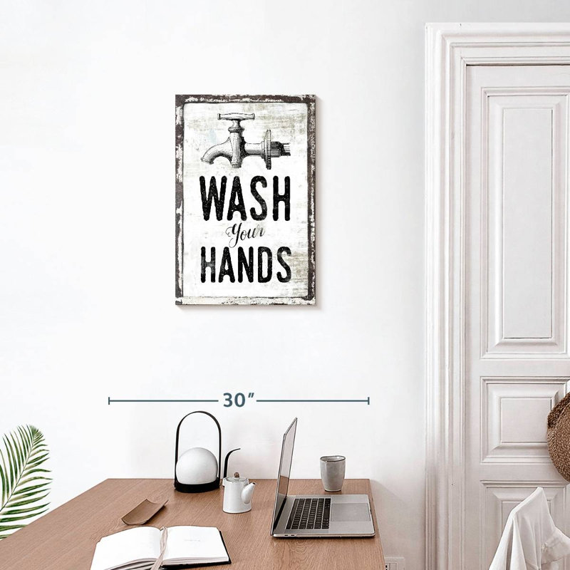 «Wash Your Hands», impression sur toile, H 24 po x l 16 po x P 1,25 po