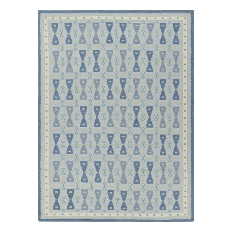 Rug & Kilim’S Scandinavian Style Rug In Blue Tones With Hourglass Patterns