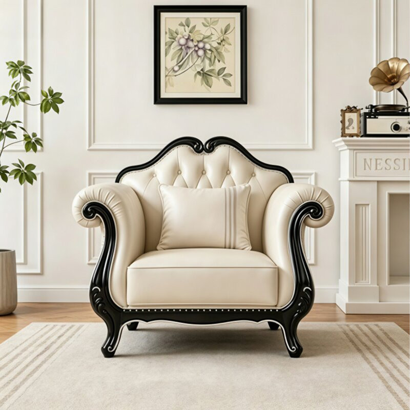 American-style light luxury leather sofa