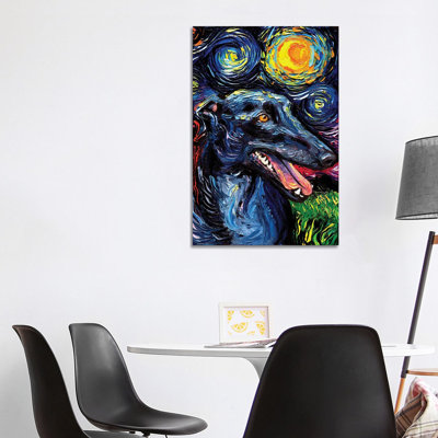 Greyhound Night par Aja Treves - peinture sur toile tendue