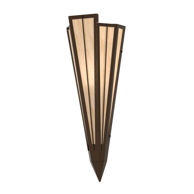 1 - Light Flush Mounted Sconce, Oil Rubbed Bronze, Beige, Glass