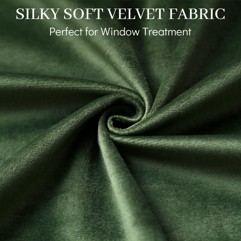Velvet Blackout Curtain Pair, Green, 52" W x 108" L