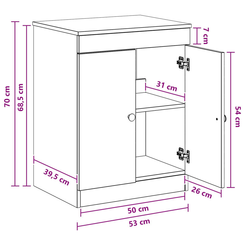 54cm Bathroom Vanity Base Only, Sonoma Oak