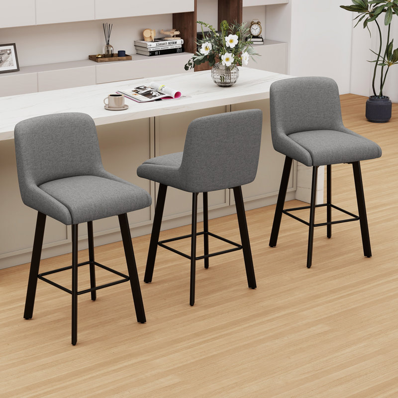 Tabouret de bar 26 po H, 3, Gris moyen, Tabouret de bar = siège d'une hauteur de 26 po
