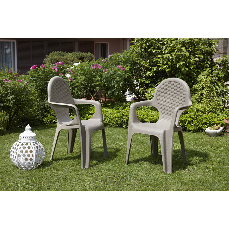 Seren Stackable Outdoor Patio Dining Armchair, Dove Grey