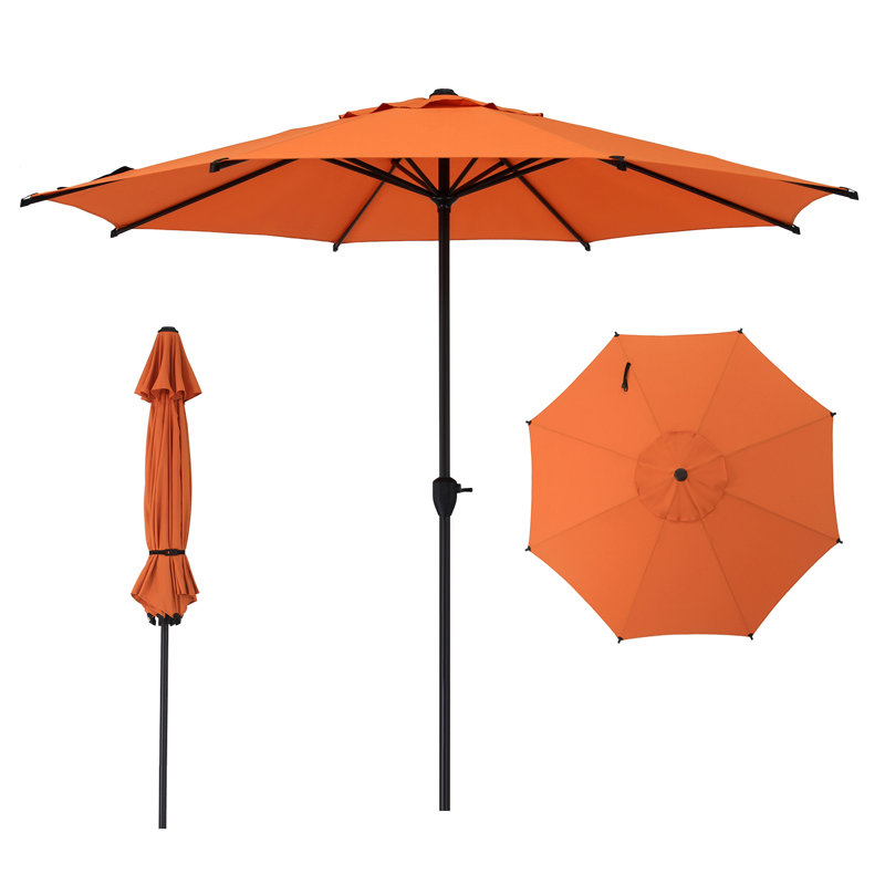 Parasol de marché à manivelle Lyon, L 108 po x P 108 po, Orange