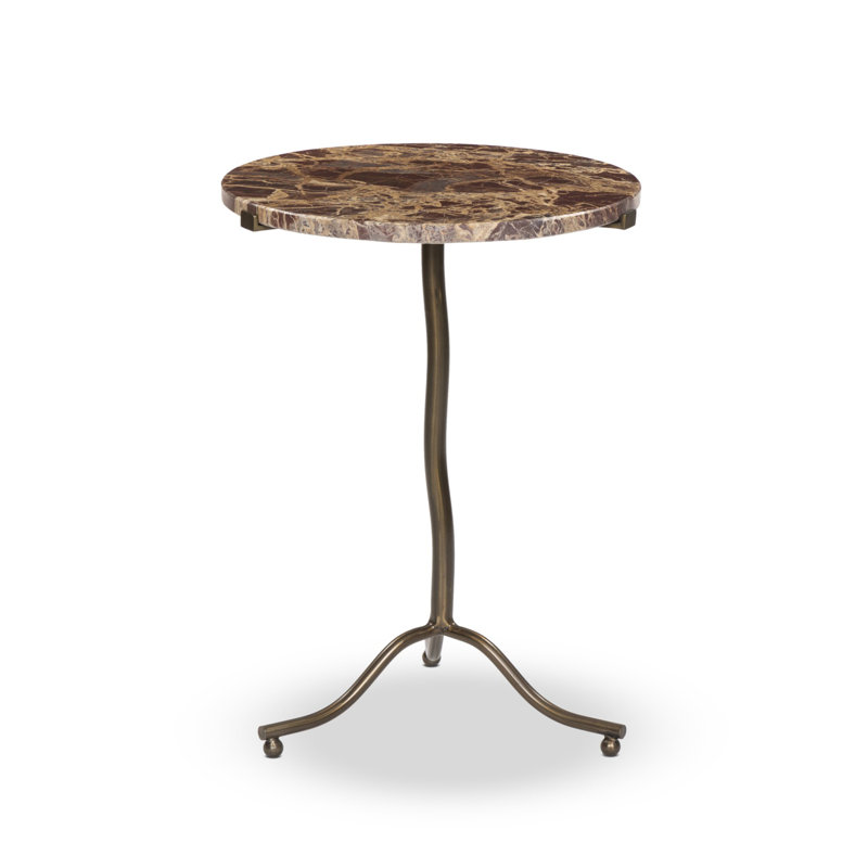 SOPHIE Marble End Table, Brown Top/Brown Base