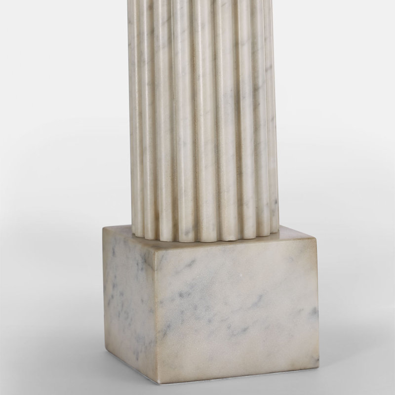 Chapman & Myers Reeve 29" Table Lamp in Vintage Carrara with Linen Shade, Natural, Marble