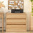 Nightstands With Charging Station, 3-Drawer Arched End Table For Small Space, For Bedroom, Living Room, Natural-2065056292