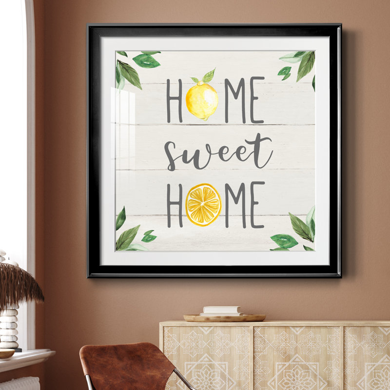Home Sweet Lemon Home - cadre photo, art textuel, H 30,5 po x l 30,5 po x P 1,5 po, Cadre noir