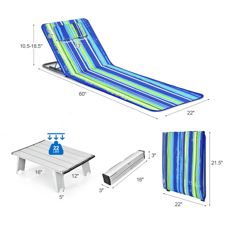 Chaise longue simple 60 po Dekendrick
