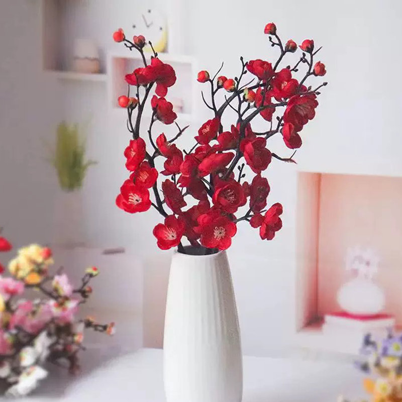 6pcs Artificial Peach FlowerCherry Blossom Flowers Silk Plants,Use to Christmas Decorations Thanksgiving Table Decor Home Decor Festival Party Deco without vase