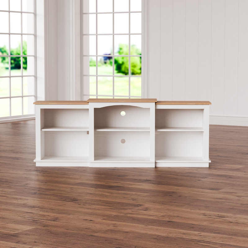 Wood LED Lightning Entertainment Center with Adjustable Shelves Fit for TVs up to 80"