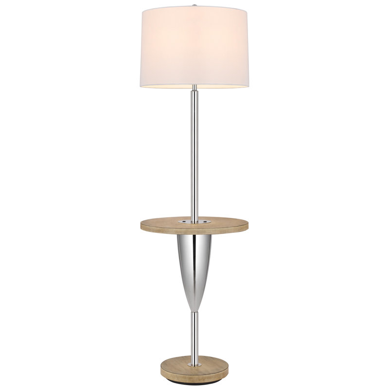 Lockport 61'' Chrome Tray Table Floor Lamp with USB