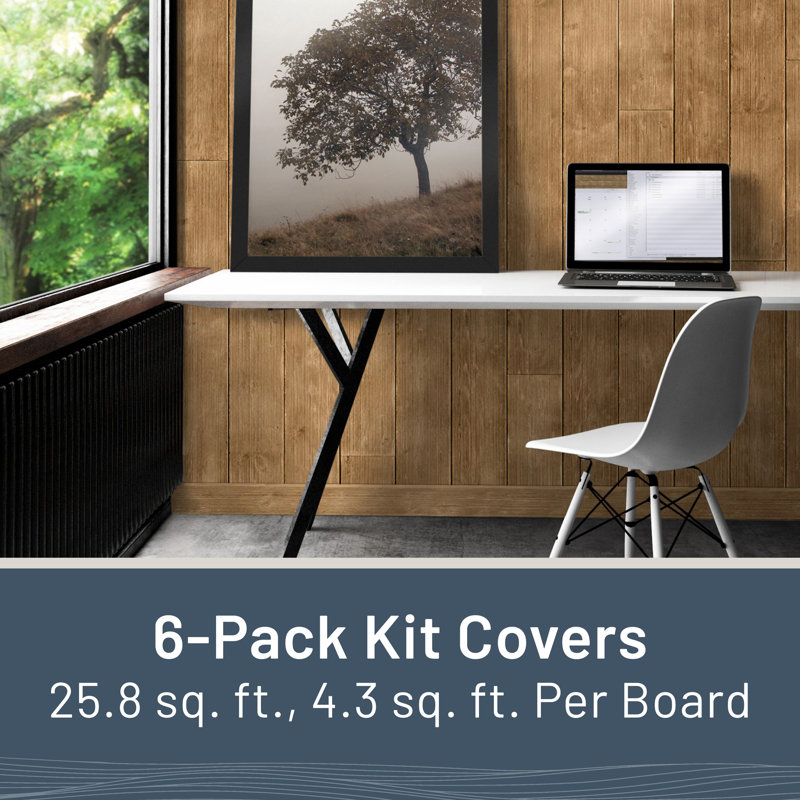 Light Brown Distressed Pine Shiplap Boards Set of 6