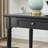 Black Rubberwood Double-drawer Writing Desk-551191475