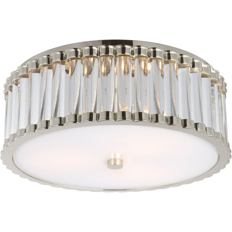 Chapman & Myers Kean Flush Mount, Polished Nickel, 5.25" H x 14" W x 14" D