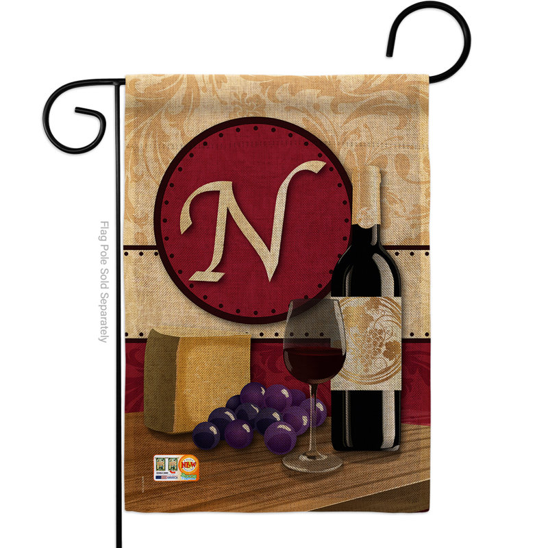 Ensemble de drapeaux 19 po x 13 po Wine H Initiale Happy Hour and Drinks, N