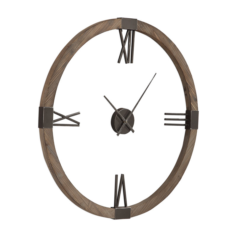 Marcelo 39.5" Brown Wood Traditional Wall Clock