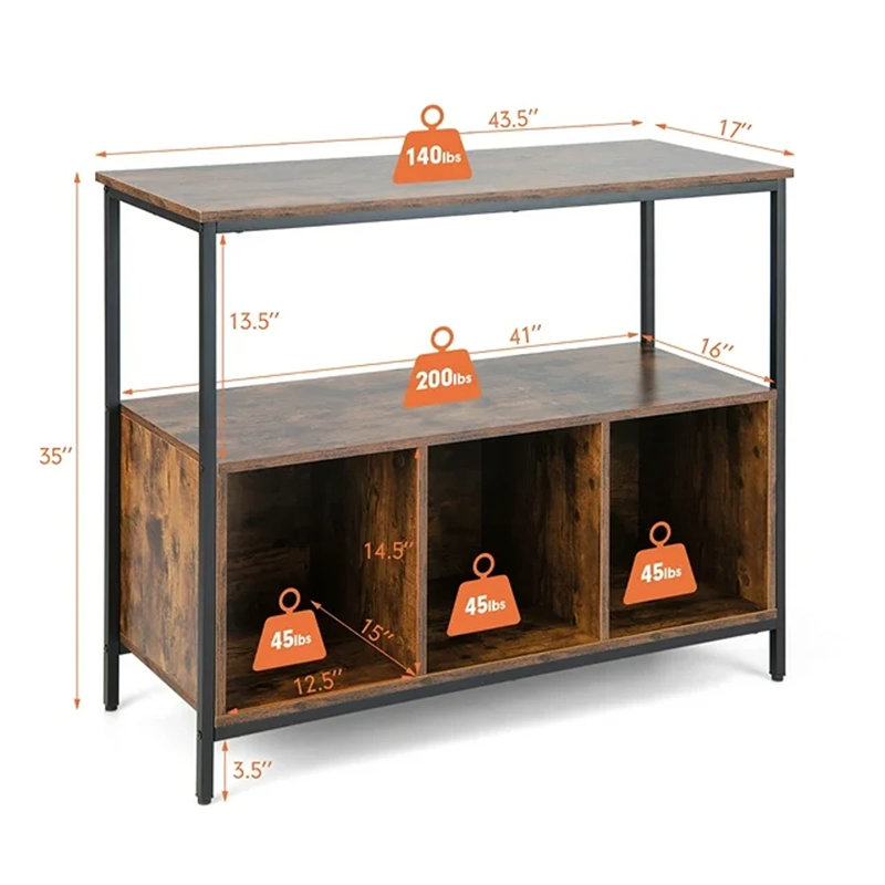Wendover 43.5'' Sideboard, Rustic Brown/Black