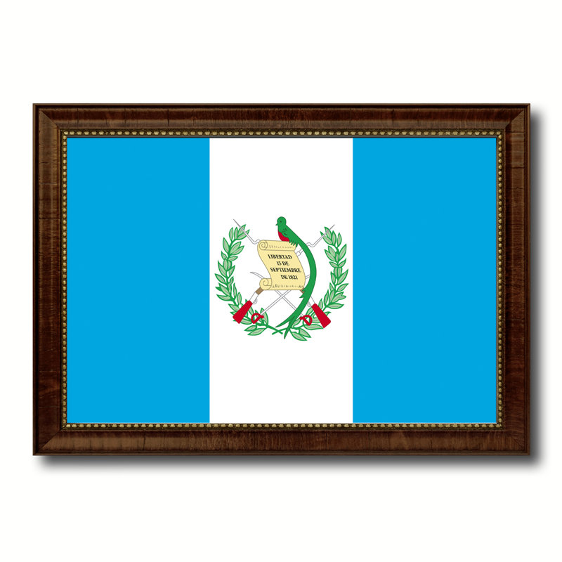 Impression sur toile, "guatemala country flag", H 21 po x l 30 po x P 1 po, Encadrement brun