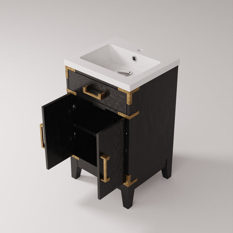 Meuble-lavabo simple en chêne noir 20 po X P 18 po D, avec plateau en acrylique, 20"