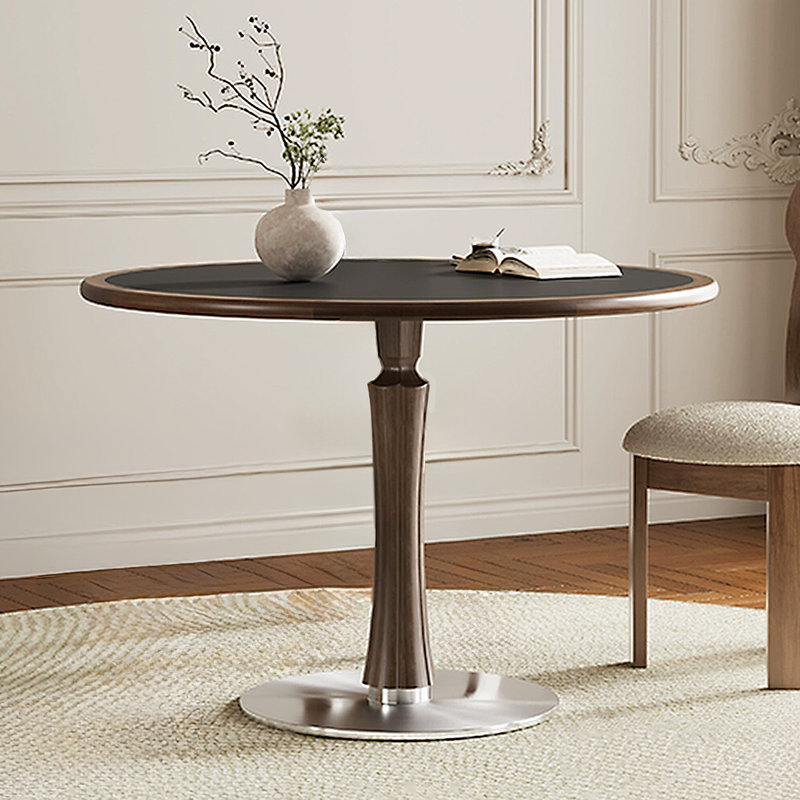 Black Round Solid Wood Dining table, 29.53" H x 39.37" L x 39.37" W