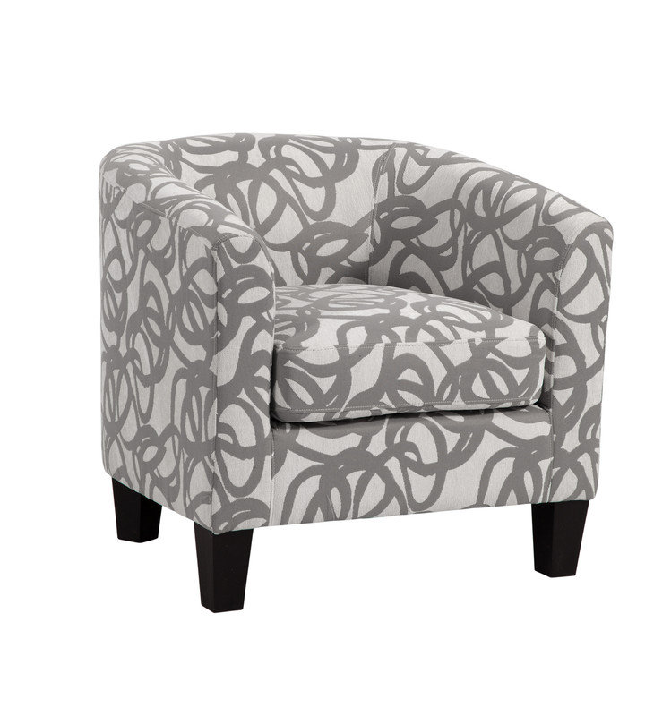 Ellen Enzo Upholstered Barrel Chair, Tangled Gray/Cream 100% Polyester