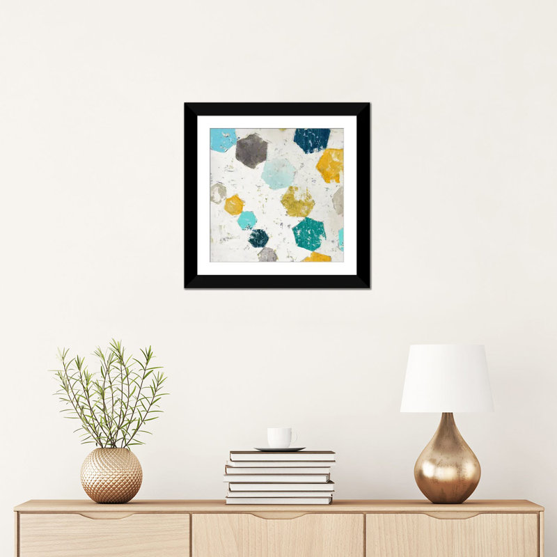 « hexagone ii », impression sur toile, Papier d'art encadré noir, Blanc, H 24 po x l 24 po x P 1 po