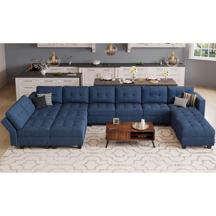 Kapun 169.4'' Large U-Shaped Variable Sectional Couch Module Polyester Blend Sofa with Storage
