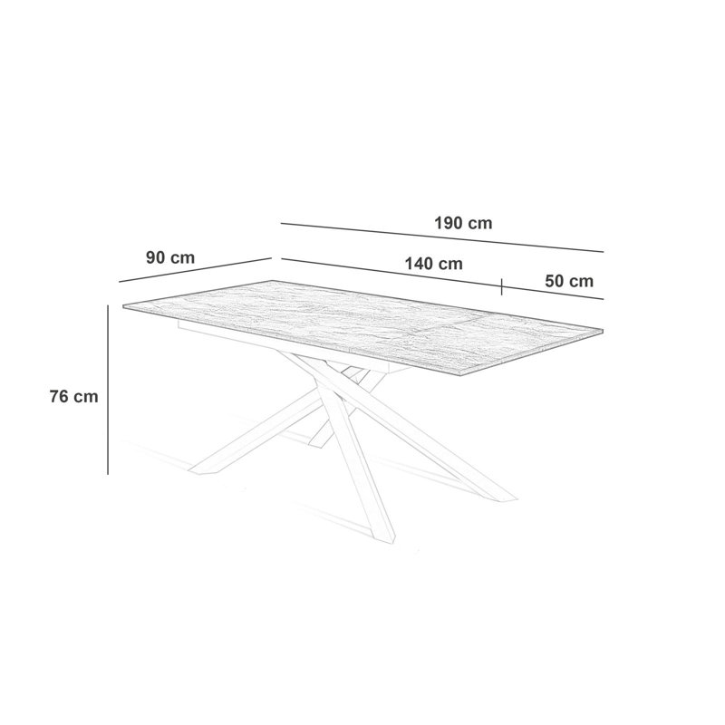 Daequon Extendable Oak Metal Base Dining Table, Black, Grey